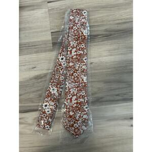 New ZENXUS Mens Casual Skinny Floral Tie Flower Marigold Orange White